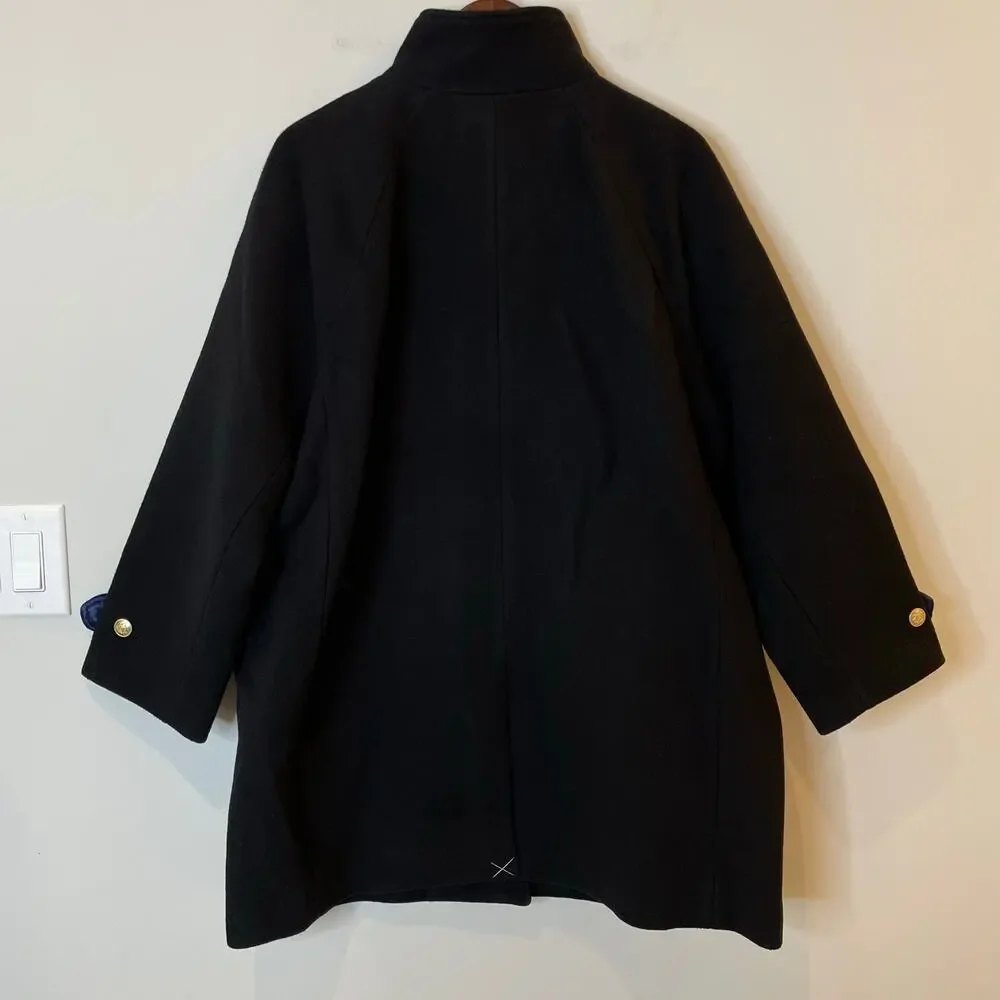 J.Crew Toscana Coat Italian Stadium Cloth Wool Midi City Classic CE180 Black 6